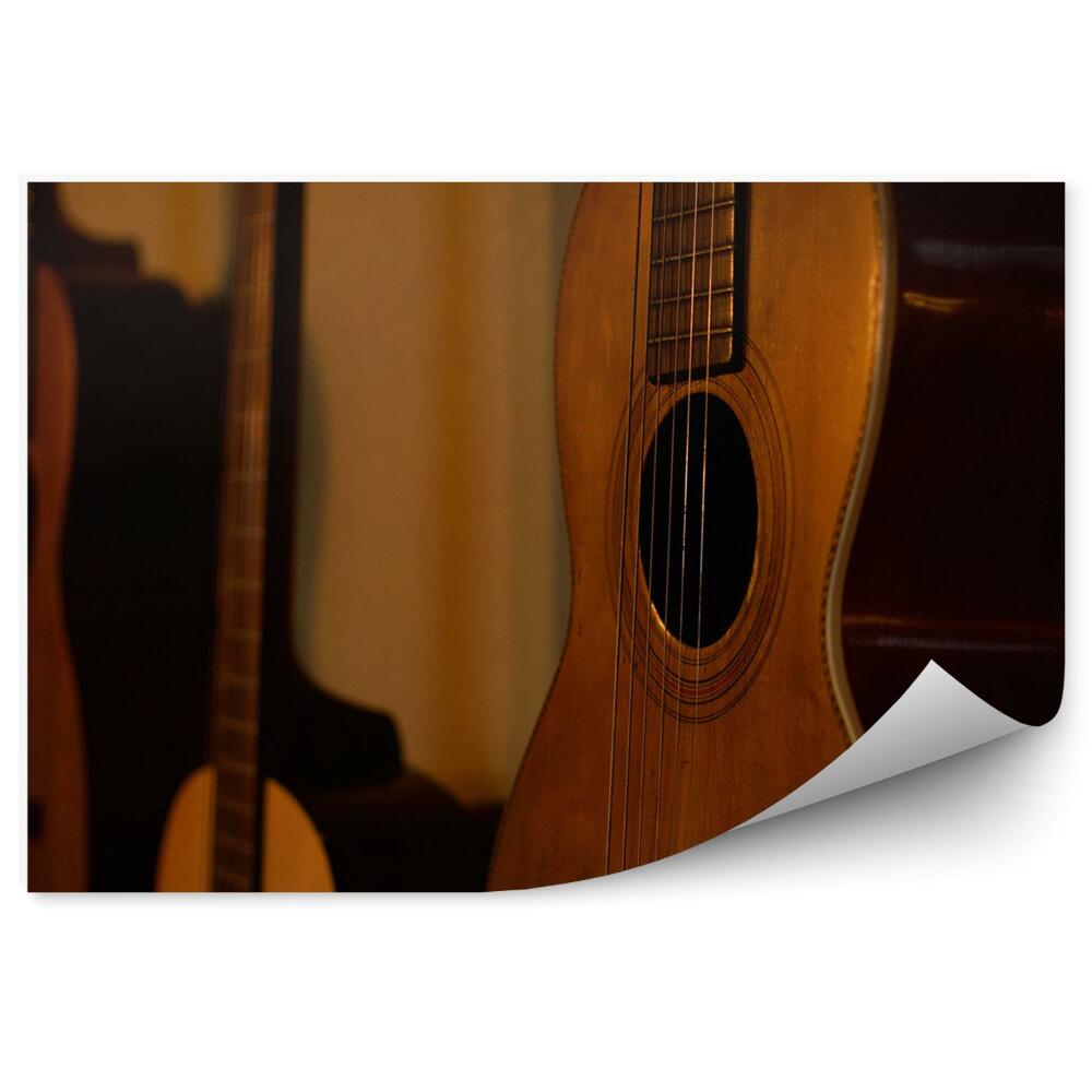 Fototapeta Vintage gitary akustyczne brązowe
