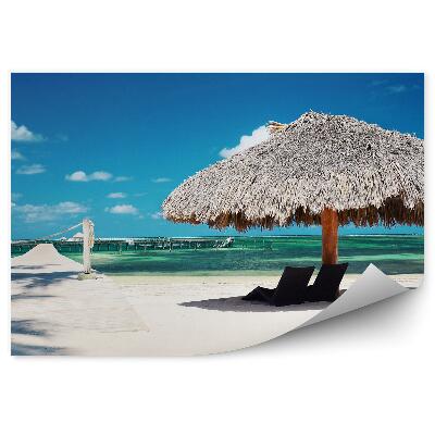 Okleina ścienna Krajobraz raj tropikalny molo plaża ocean niebo chmury