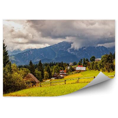 Okleina ścienna Górskie chaty tatry wysokie góry płotek chmury