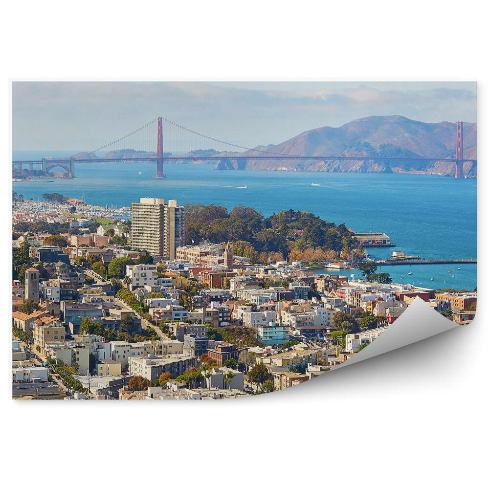 Okleina ścienna budynki Golden Gate morze drzewa góry niebo San Francisco