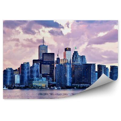 Okleina ścienna Widok miasto budynki różowe światło