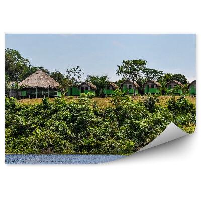 Okleina na ścianę chatki dżungla amazońska drzewa woda niebo chmury