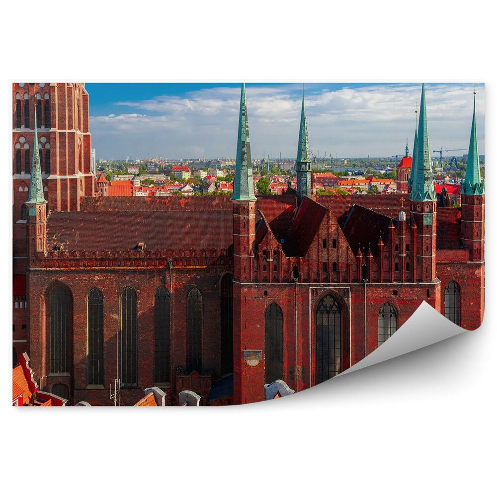 Okleina na ścianę Kościół Mariacki Gdańsk budynki niebo chmury