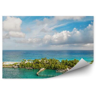 Okleina ścienna Krajobraz bahama palmy plaża ocean niebo chmury