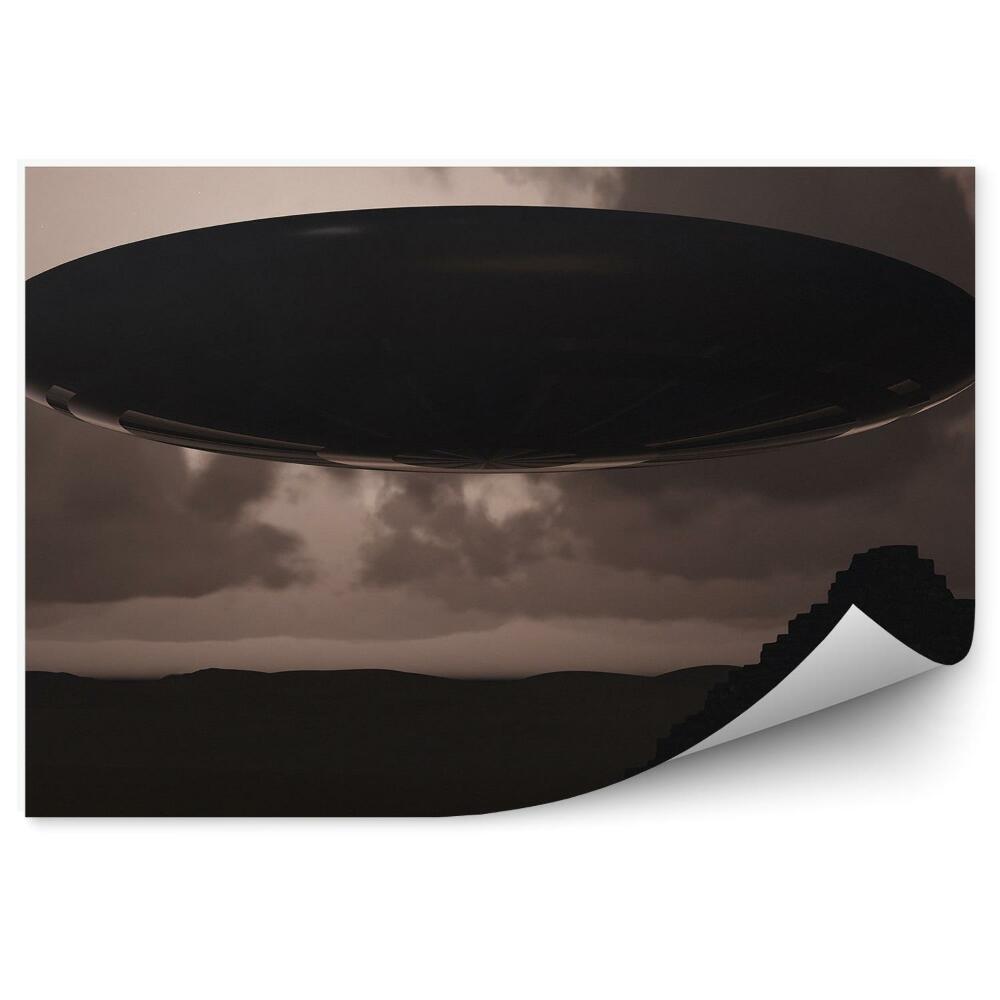 Fototapeta Ufo 3d niebo chmury piramidy mrok ludzie