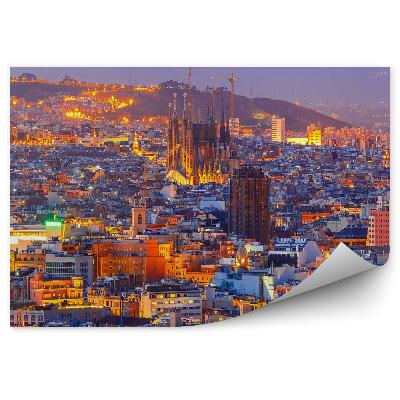 Okleina ścienna Sagra Familia panorama miasta Barcelona