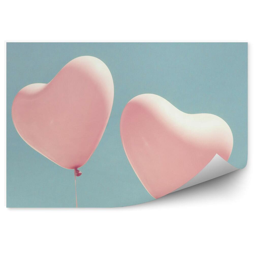 Fotopeta Różowe balony w kształcie serca turkusowe niebo