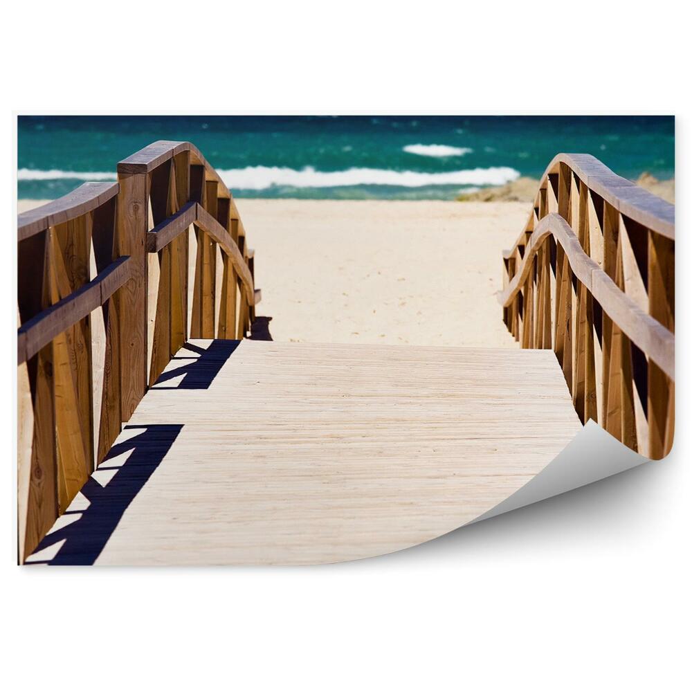 Fototapeta Drewniane schody morze plaża piasek