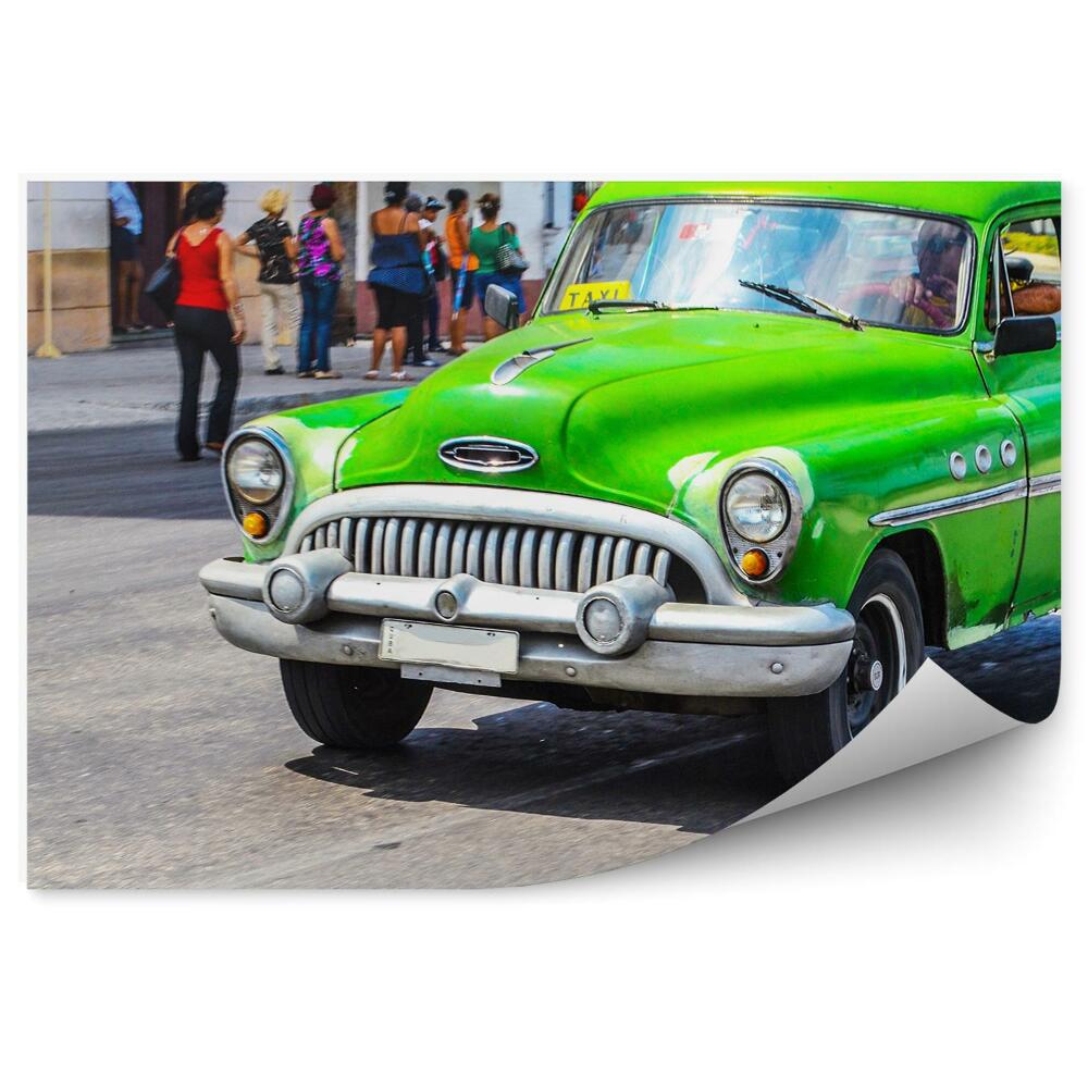 Fototapeta na ścianę Stara kubańska zielona taksówka