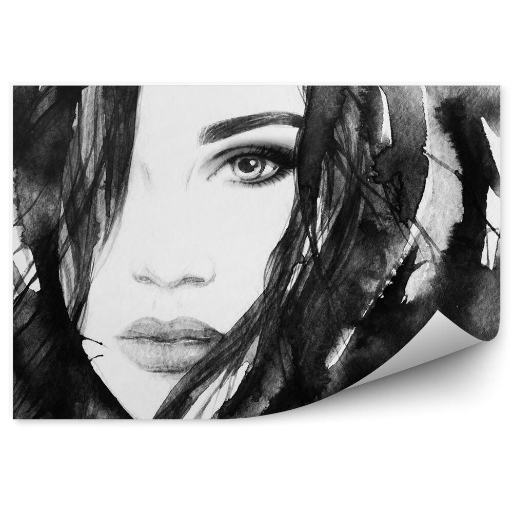 Fotopeta Piękna twarz kobiety malowana czarno-biała