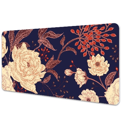 Duża mata na biurko Kompozycja róży i jarzębiny