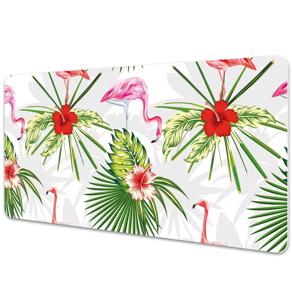 Mata ochronna na biurko Tropikalne flamingi i kwiaty