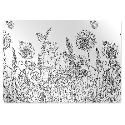 Mata ochronna na podłogę Szkicowane kwiaty