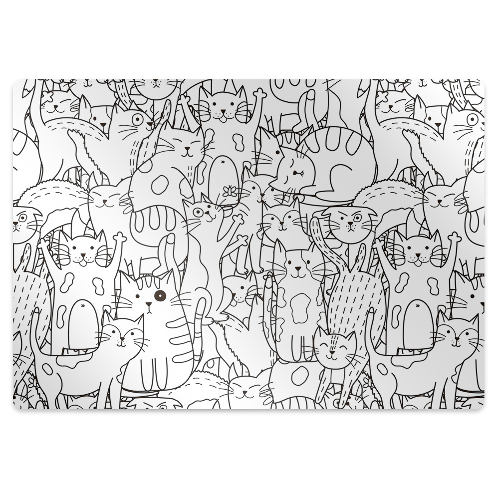 Dywanik pod krzesło obrotowe Koty doodle