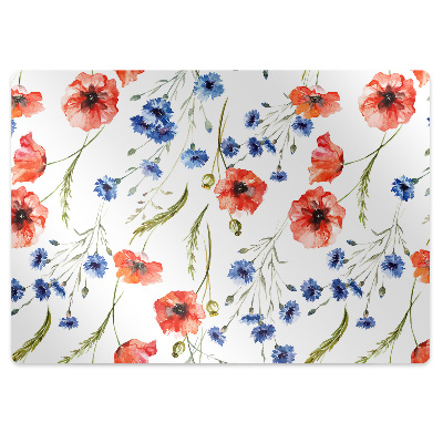 Mata pod biurko Czerwone kwiaty