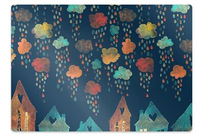 Dywanik pod krzesło obrotowe Barwne domy