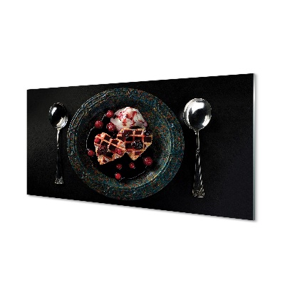 Obraz na szkle Deser owocowy gofry z lodami