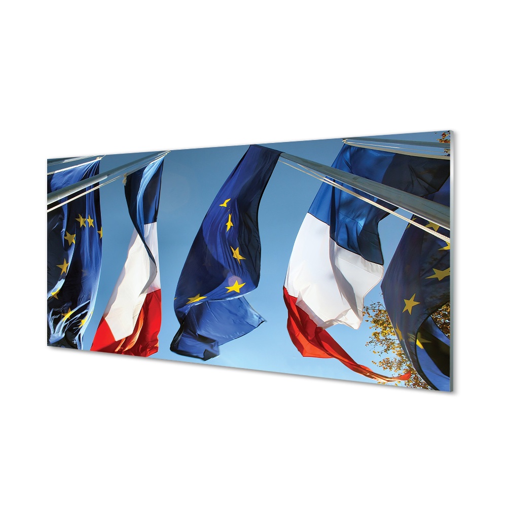 Obraz na szkle Flagi Unii Europejskiej I Francji