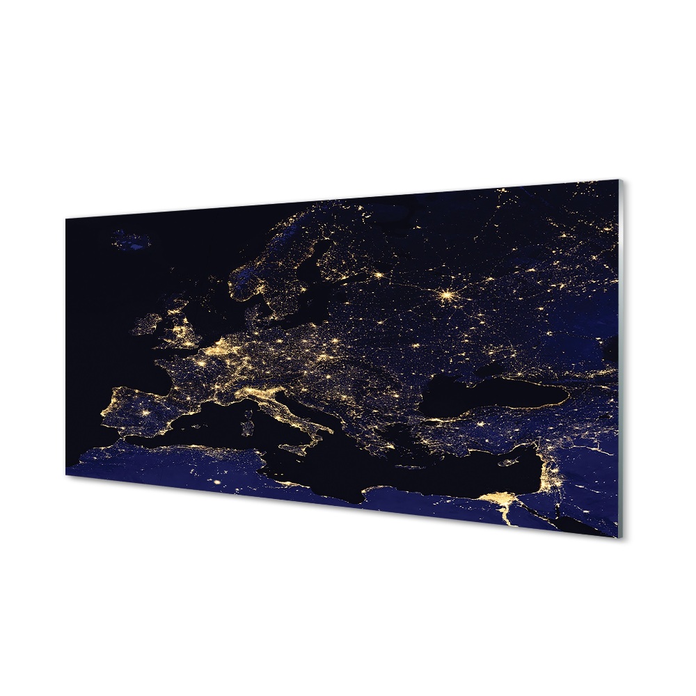 Obraz na szkle Mapa Europy światła