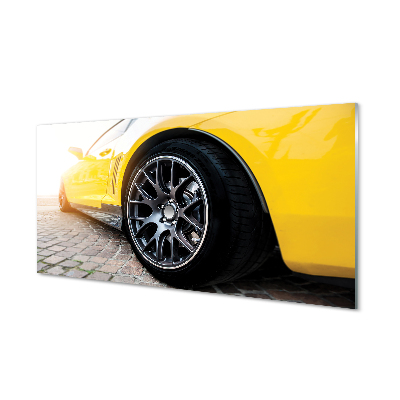 Obraz na szkle Żółte auto koło bok