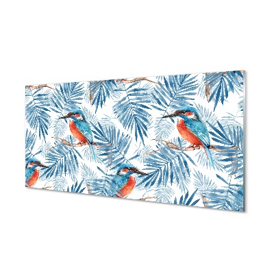 Obraz na szkle Malowany ptak na gałęzi wzór