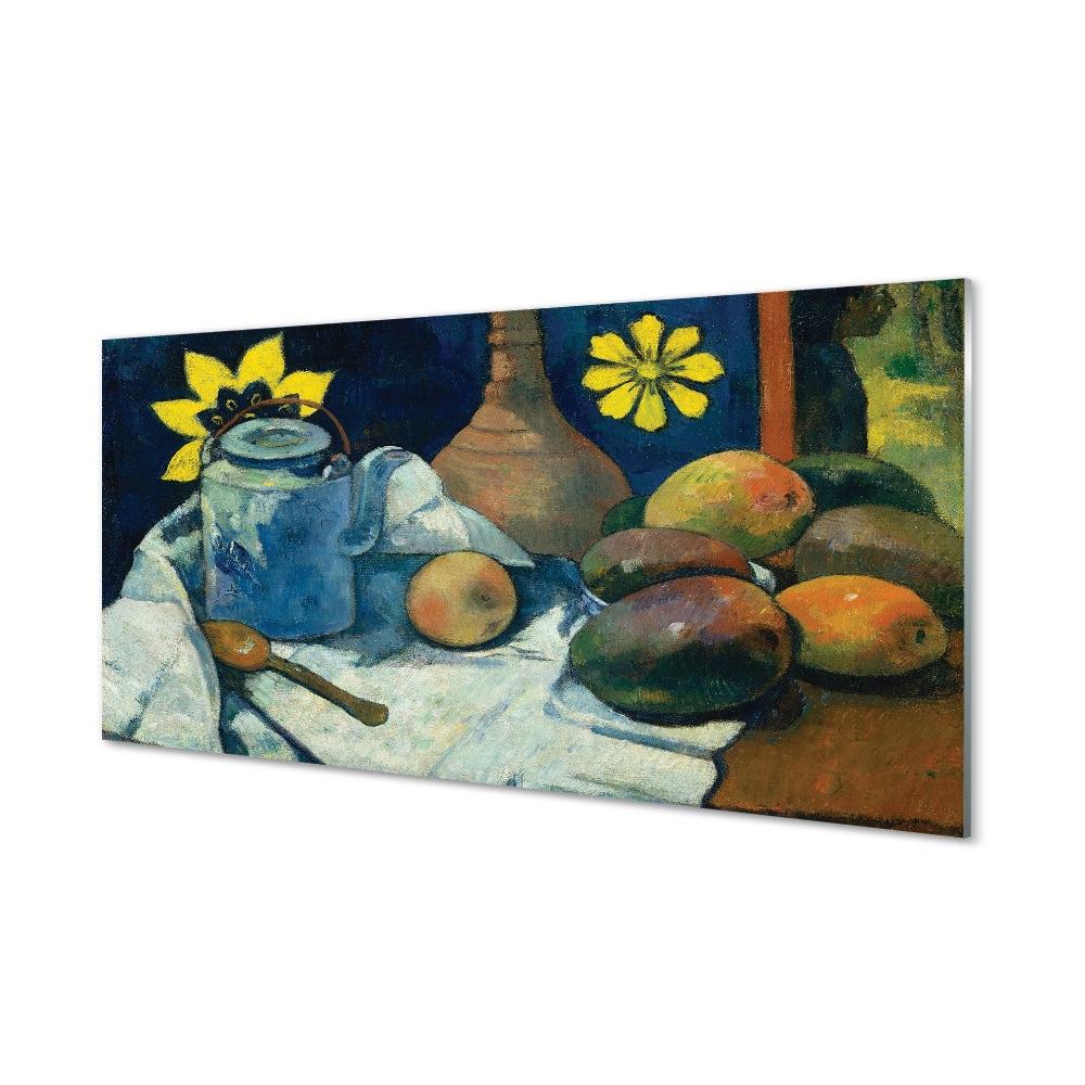 Obraz na szkle Paul Gauguin - Martwa natura z dzbankiem herbaty i owocami