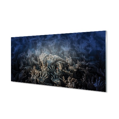 Obraz na szkle Dłonie niebieskie ciemność