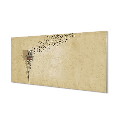 Obraz na szkle Mikrofon nuty beżowe tło