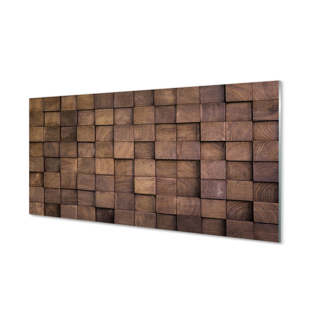 Obraz na szkle Ściana z drewnianych kwadratów