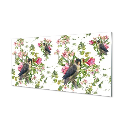 Obraz na szkle Ptaki na gałęzi wzór