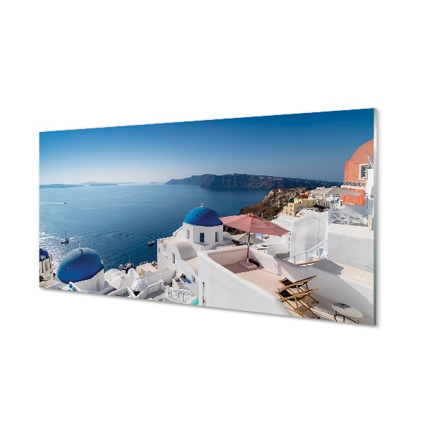 Obraz na szkle Grecja Białe budynki morze Santorini