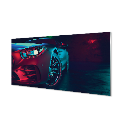 Obraz na szkle Samochód różowo-niebieskie światła