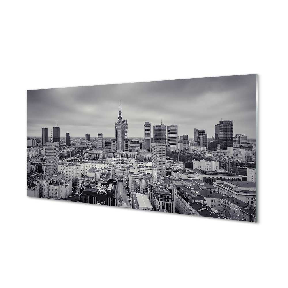 Obraz na szkle Warszawa Wieżowce czarno-biała panorama