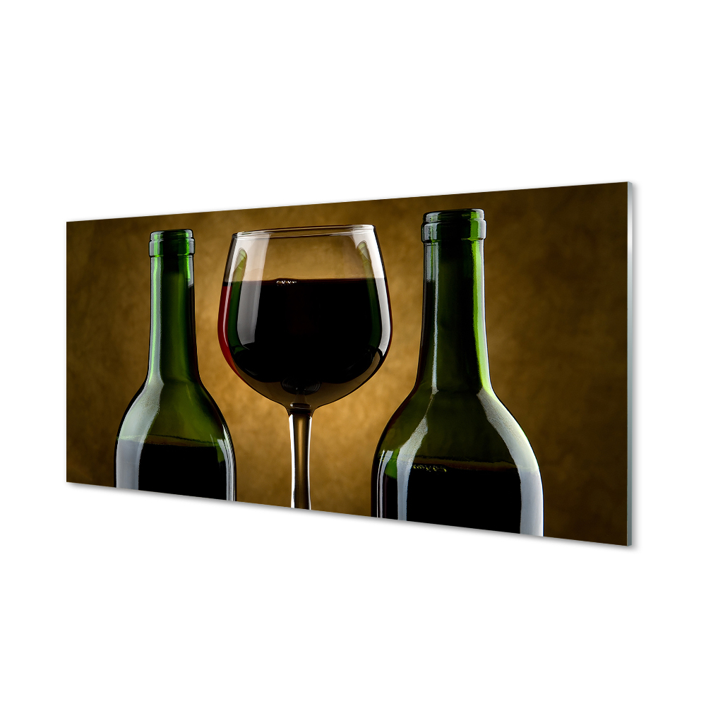 Obraz na szkle Kieliszek i dwie butelki wina