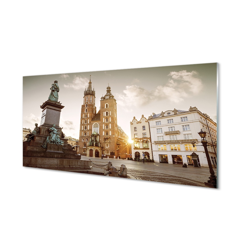 Obraz na szkle Kraków Kościół rynek pomnik