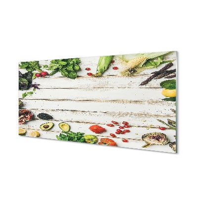 Obraz na szkle Rozsypane warzywa na desce