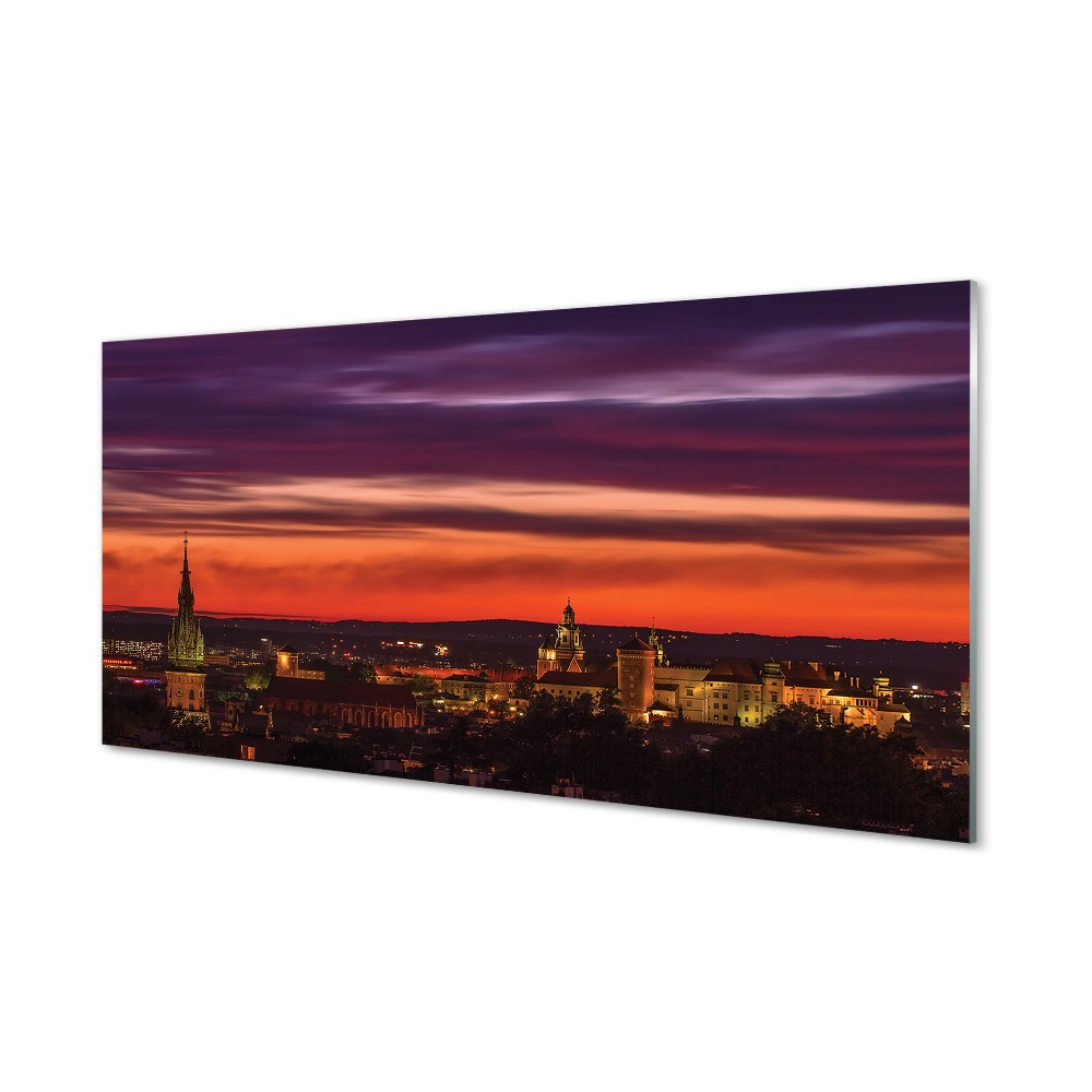 Obraz na szkle Kraków Panorama Miasto noc