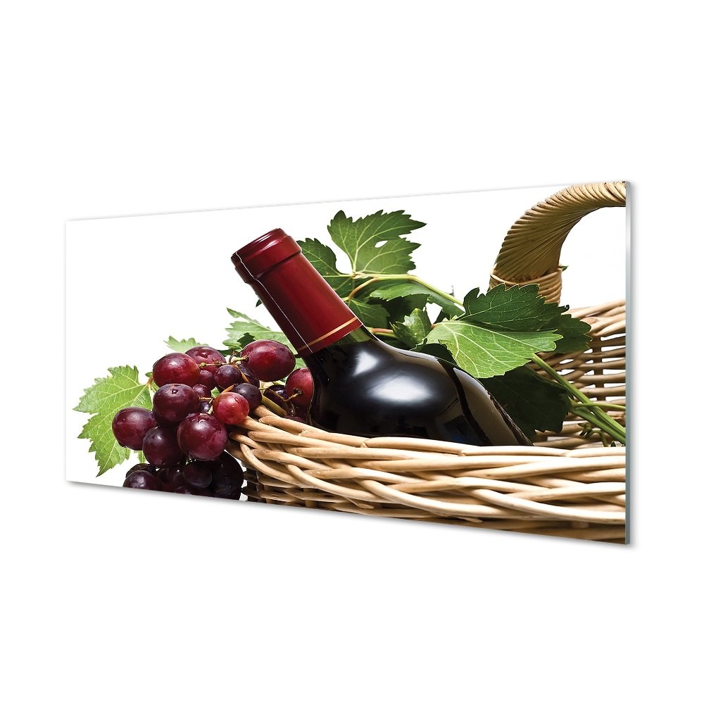 Obraz na szkle Wino i winogrona w koszyku
