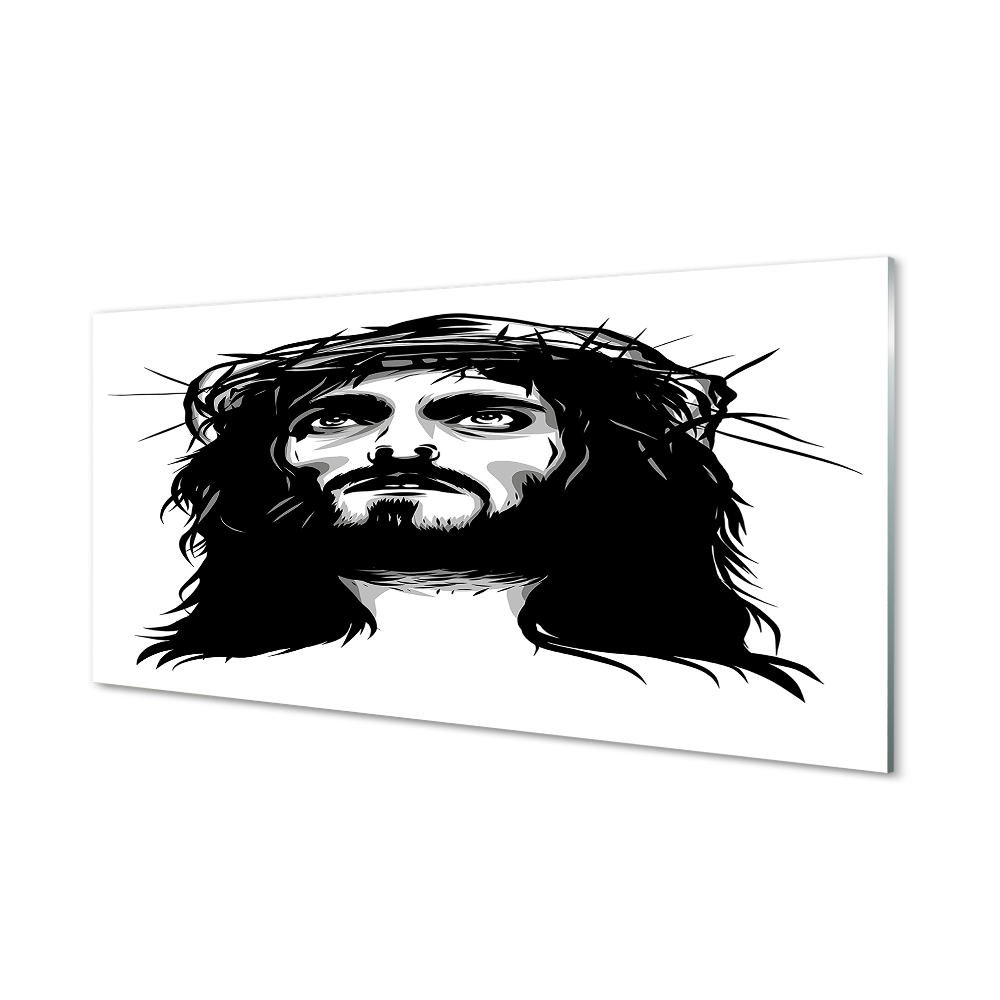 Obraz na szkle Czarno-biała ilustracja Jezusa