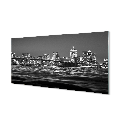 Obraz na szkle Czarno-biała panorama most na wodzie