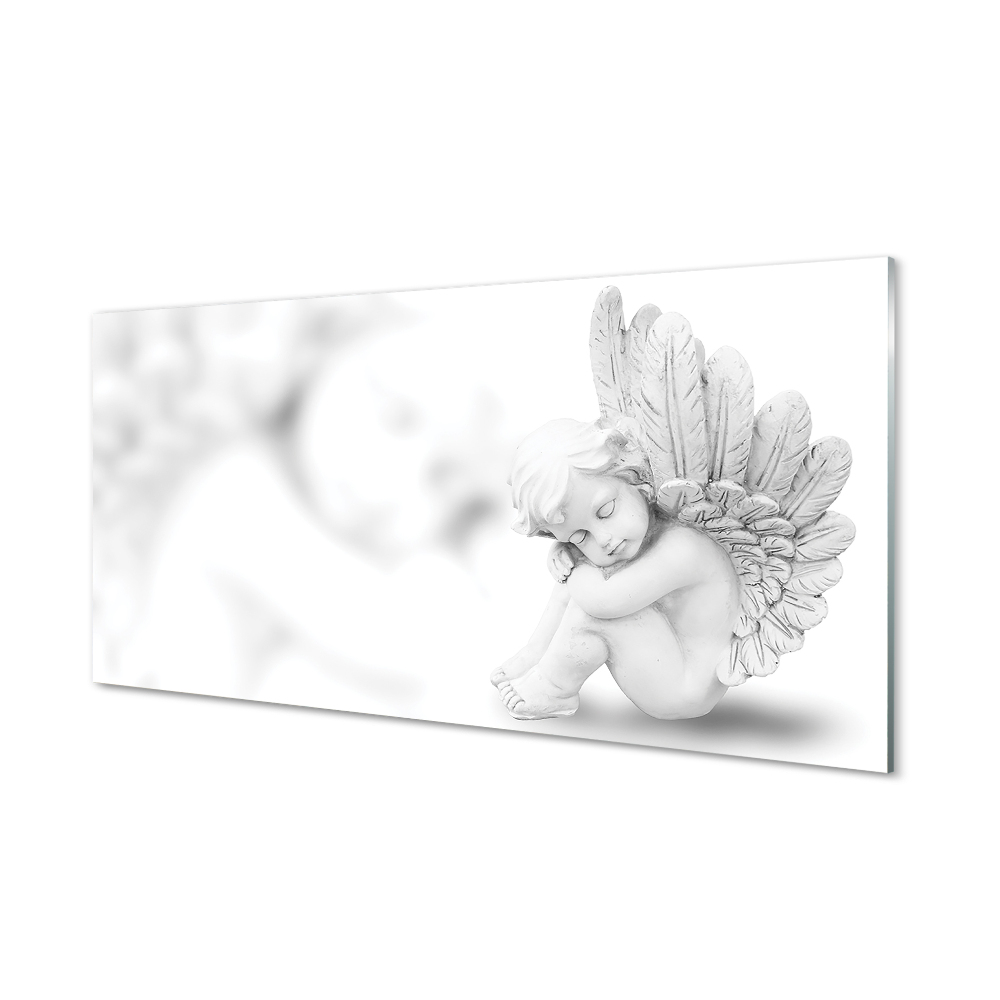 Obraz na szkle Biały śpiący aniołek białe tło