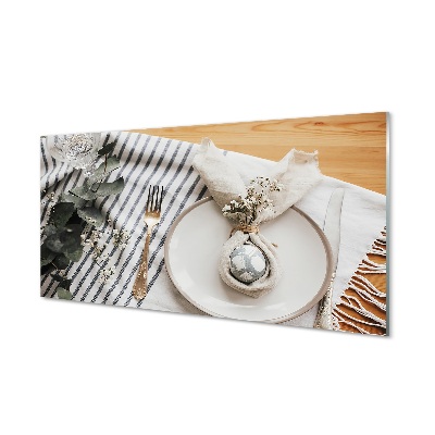 Obraz na szkle Talerz kwiaty stół