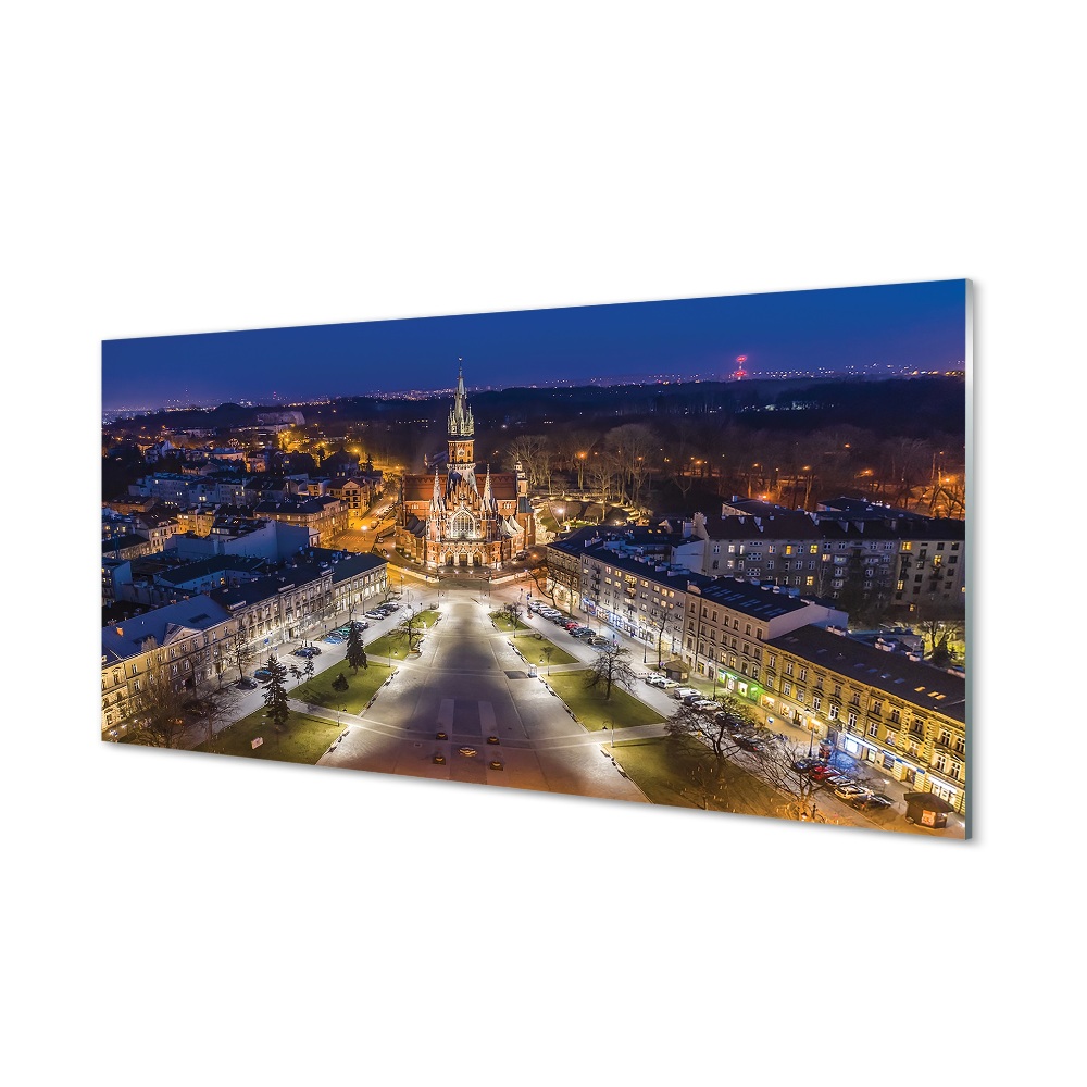 Obraz na szkle Kraków Noc kościół panorama