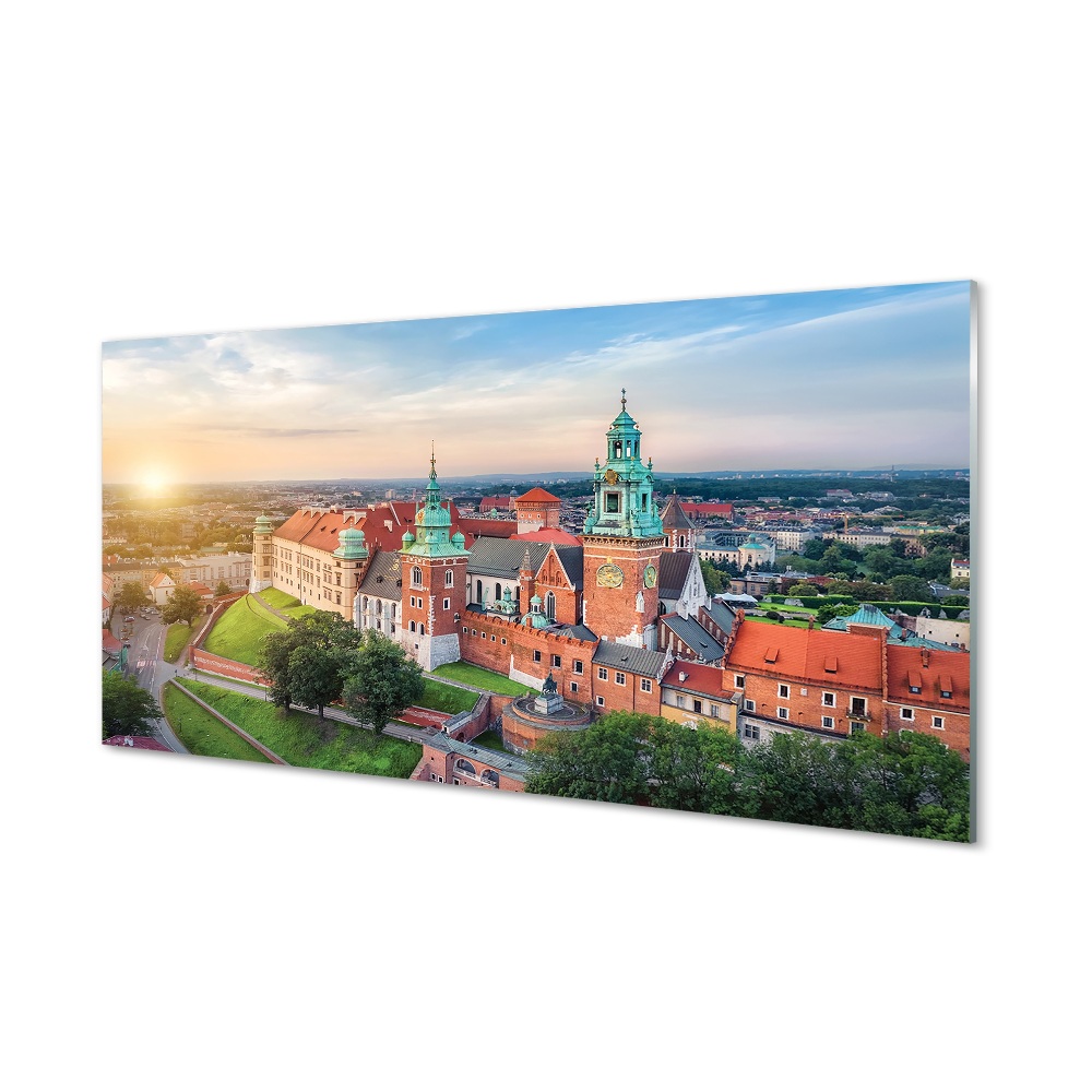 Obraz na szkle Kraków Zamek Wawel Wschód słońca