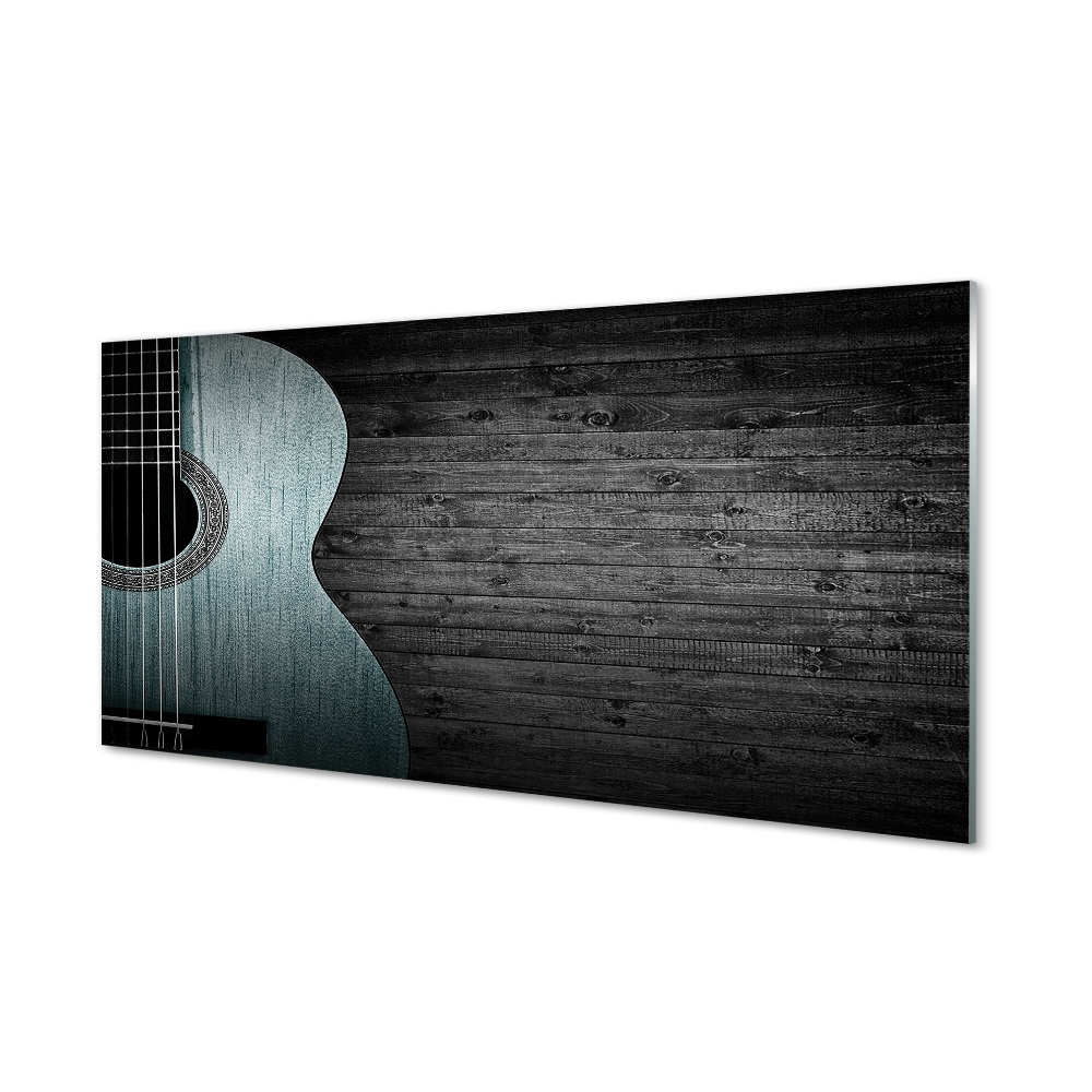 Obraz na szkle Gitara na drewnianym tle
