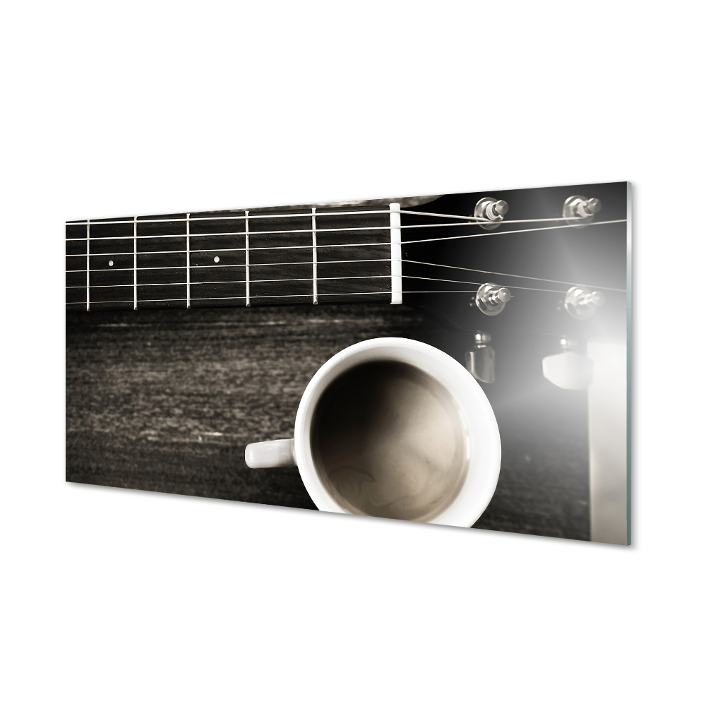 Obraz na szkle Czarna kawa i gitara