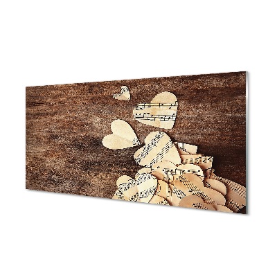 Obraz na szkle Serca we wzór w nuty