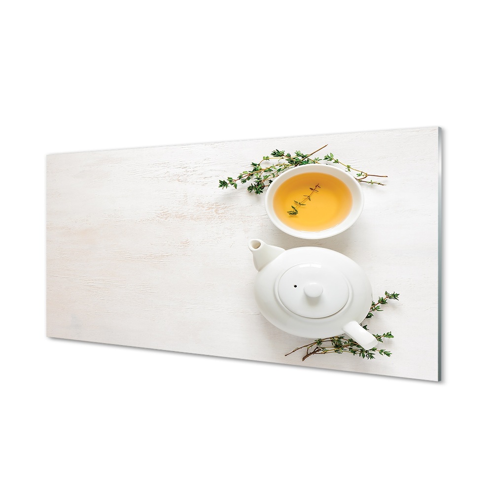 Obraz na szkle Dzbanek herbata zioła