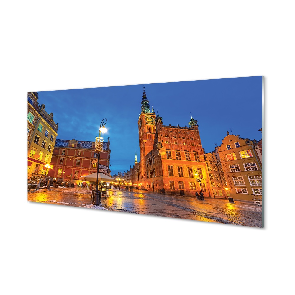 Obraz na szkle Gdańsk Rynek nocą stare miasto