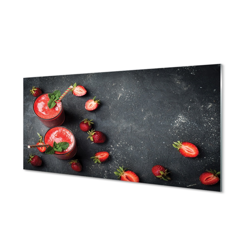 Obraz na szkle Koktajl truskawkowy i owoce truskawek